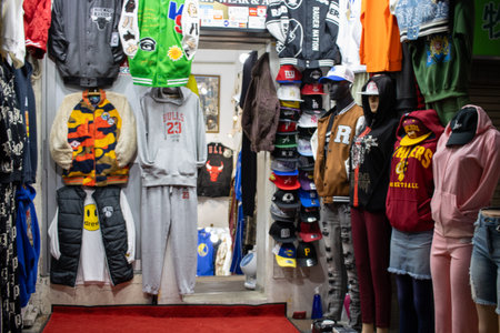 Tokyo, Japan, November 7, 2024: Mannequins Dressed in Various Sports and Casual Branded Clothingのeditorial素材