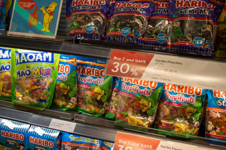 Helsinki, Finland, November 8, 2024: Assortment of Haribo Candy in Supermarketのeditorial素材