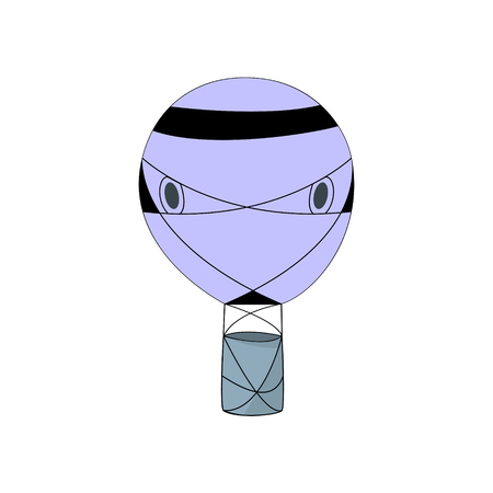 Hot Air Balloon Cartoon Style on White Background Isolated Vector Illustrationのイラスト素材