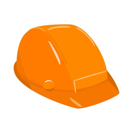 Icon of orange plastic construction helmet isolated on white background vector illustrationのイラスト素材