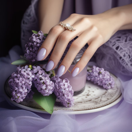 Female hands with stylish manicureの素材