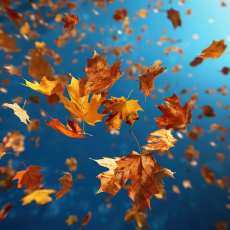 Background of falling autumn leavesの素材