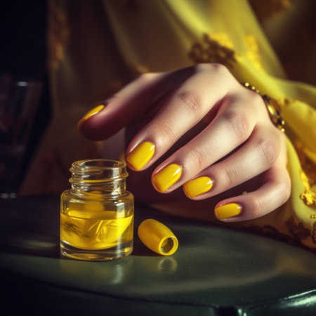 Female hands with stylish manicureの素材