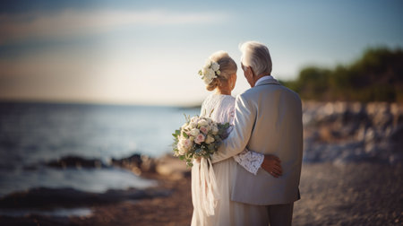 Senior European couple getting marriedの素材