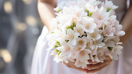 Brides bouquet in the handsの素材