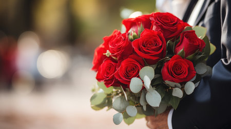 Brides bouquet in the handsの素材