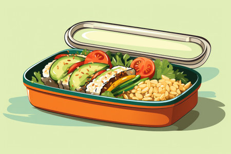 Open lunchbox with homemade foodの素材