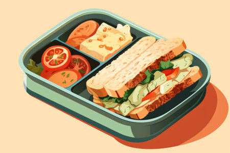 Open lunchbox with homemade foodの素材