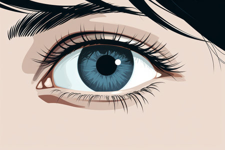 Blue eye of young woman close up, illustrationの素材