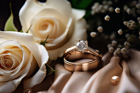 Beautiful wedding bouquet and wedding ringsの素材