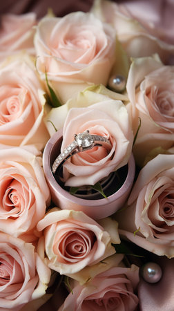 Beautiful wedding bouquet and wedding ringsの素材