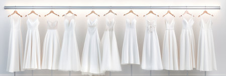 Various wedding dresses in the wedding salon, preparation for the weddingの素材