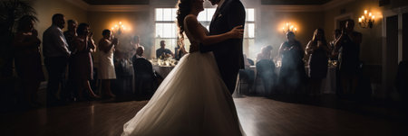 First dance of the bride and groom as newlyweds, bannerの素材