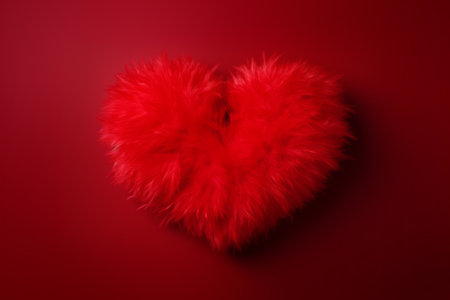 Soft fluffy red heart, Valentine's Day concept or fluffy pillowの素材