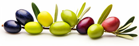 Fresh olives with leaves close-upの素材