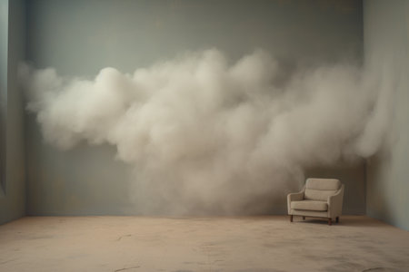 Airy white clouds in the middle of the roomの素材