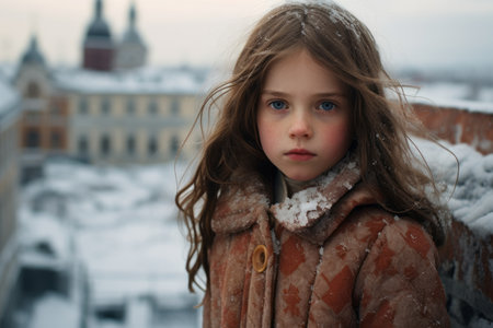 Girls of Slavic appearance with flowersの素材