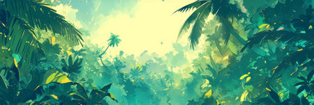Illustration of a wild tropical jungleの素材