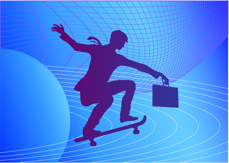 Silhouette of Jumping Young Man symbolizing the start of a professional careerのイラスト素材