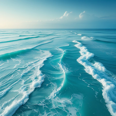 Beautiful seascape with turquoise sea and blue skyの素材