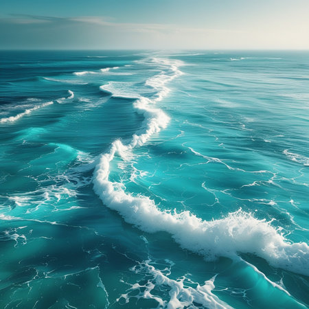 Beautiful seascape with blue sea and waves. Toned.の素材
