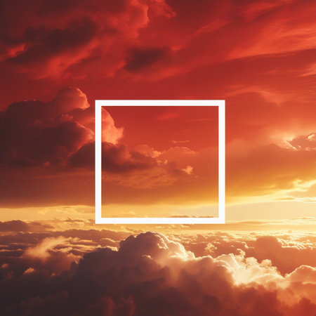 Cloudscape with frame. Nature background. Sunset sky with clouds.の素材