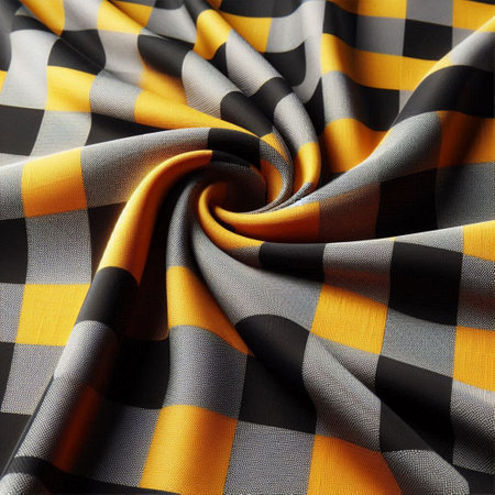 Texture, background, pattern. The fabric is checkered black and yellow squares