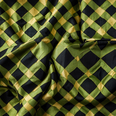 Background texture, pattern. The fabric is checkered green yellow.