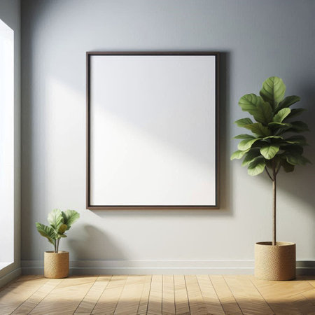 Mock up poster frame in modern interior background, 3D render