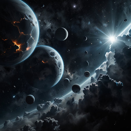 Planets and galaxy, science fiction wallpaper. Beauty of deep space.