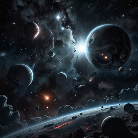 Planets and galaxies in outer space showing the beauty of space exploration.