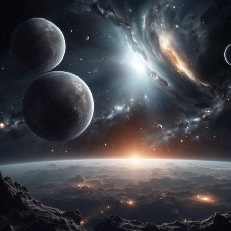 Planets and galaxy, science fiction wallpaper. Beauty of deep space.