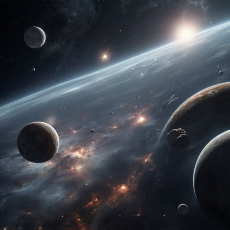Planets and galaxies in outer space showing the beauty of space exploration.