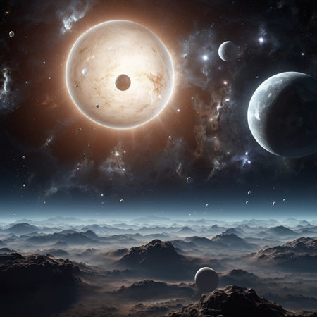 Planets and galaxy, science fiction wallpaper. Beauty of deep space.
