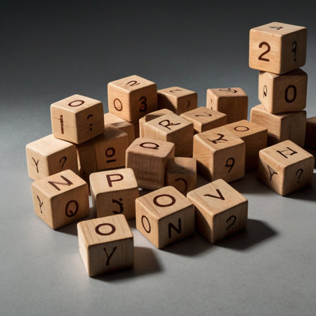 Wooden cubes on a gray background