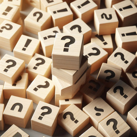 Question marks on wooden cubes, closeup. Question and answer concept