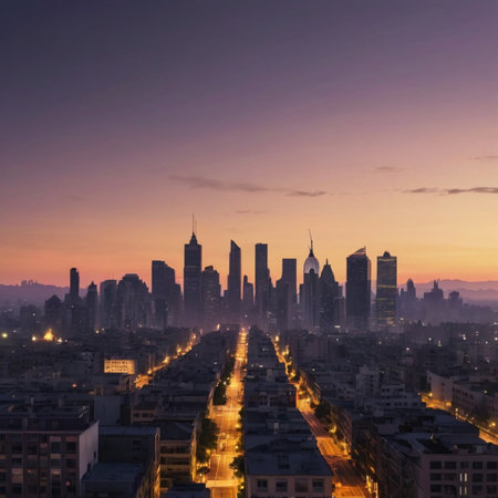 Aerial view of shanghai city skyline at dusk,China.の写真素材