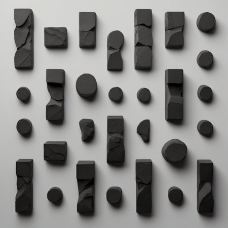 Set of black stones on a white background. 3d rendering.の写真素材