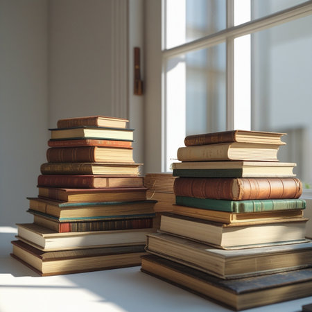 Stack of old books on the windowsill. 3d rendering.の写真素材