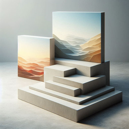 3d illustration of abstract geometric composition. Minimalist design.の写真素材