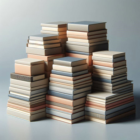 Stack of books on gray background. Education concept. Back to school.の写真素材