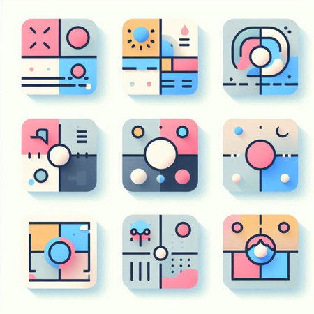 Set of flat design icons with geometric shapes. Vector illustration. Eps 10の写真素材