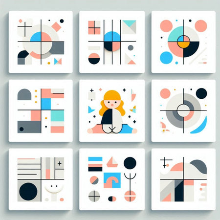 Abstract geometric background with different shapes and figures. Minimalistic design. Vector illustration.の写真素材
