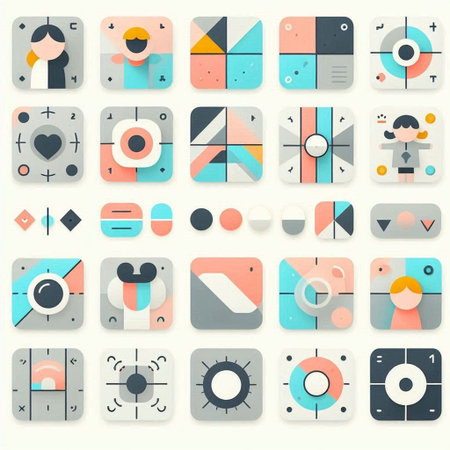 Flat design modern vector illustration icons set. Collection of abstract geometric shapes.の写真素材