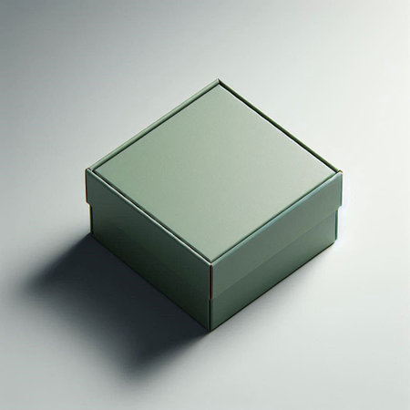 Green box on a white background. 3d rendering. Close up.