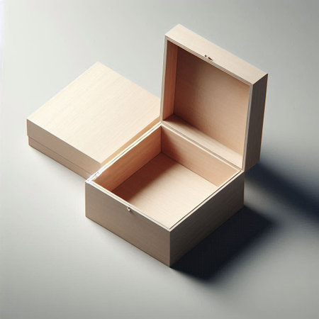 Open cardboard box on a gray background. 3d render illustration.