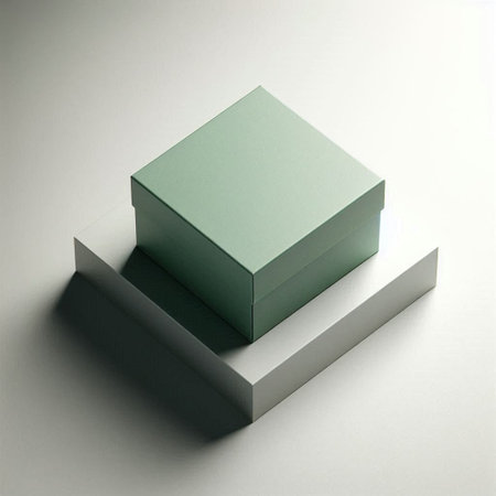 Mockup of green square box on white background. 3d render