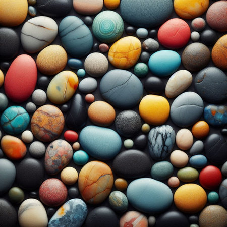 Colorful pebbles background. Close up. Toned.の写真素材