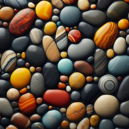 Colorful pebbles background. Top view. 3d renderingの写真素材