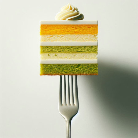 Colorful cake on a white background. Selective focus. Toned.の写真素材